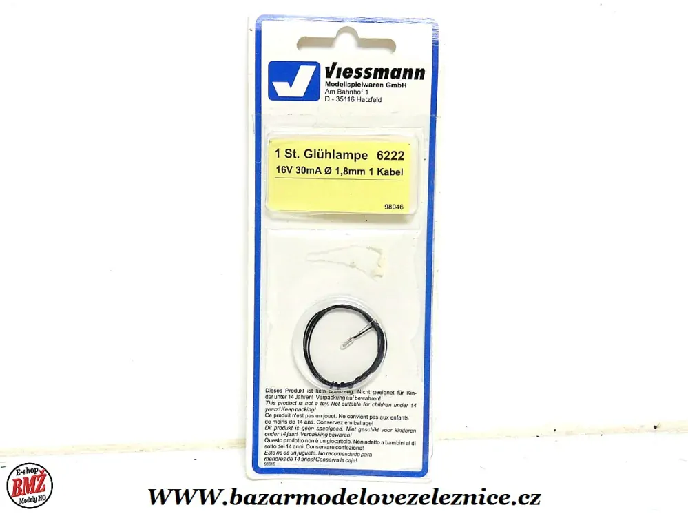 Viessmann - Žárovka 1,8mm 16V/30mA s připojovacím vodičem - HO - TT