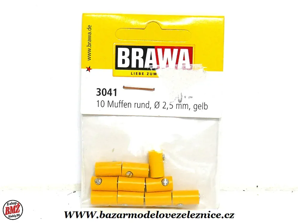 Brawa - Zdířka kabelová 2,5 mm žlutá - 10ks