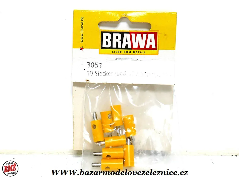 Brawa - Banánek kabelový 2,5 mm bilý - 10ks