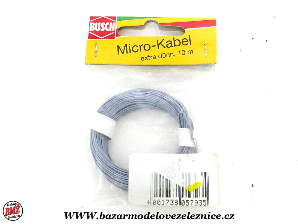 Busch - Drát, micro kabel červený 10m 0,05 mm² - HO - TT