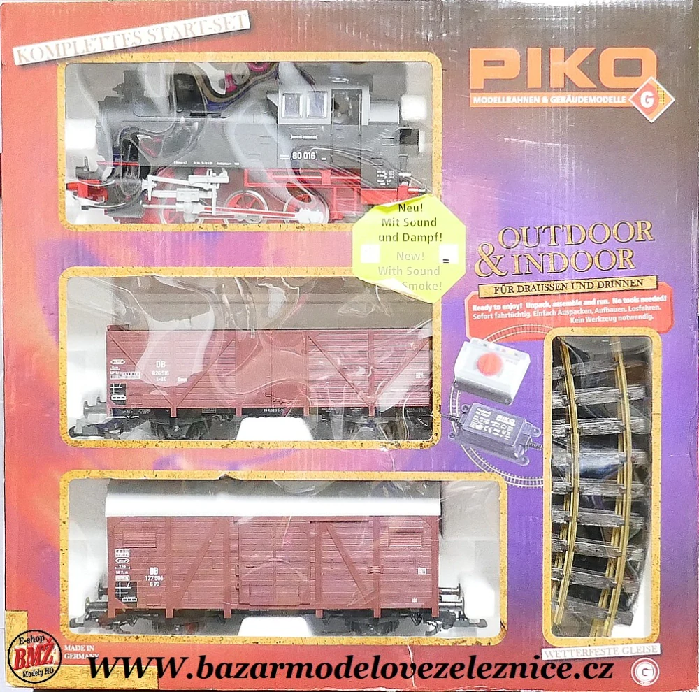 LGB - SET - DC + ZVUK + KOUŘ - Parní lokomotiva BR 80 + 2 nákl. vozy DB- G
