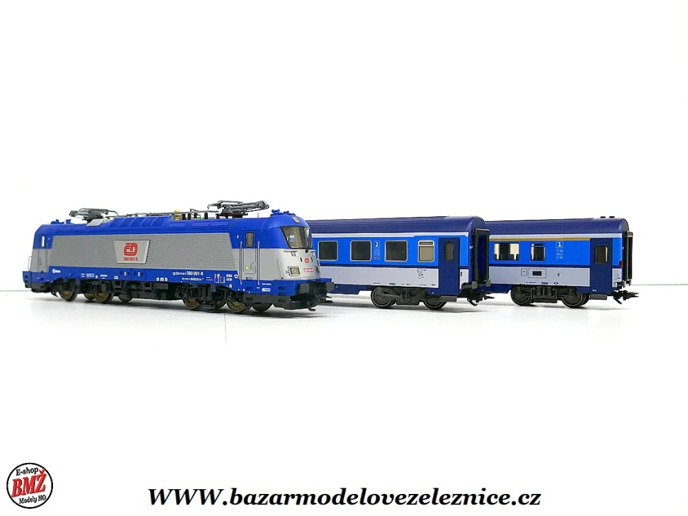 Trix - DCC + ZVUK - Set s elektrickou lokomotivou 380 + 2 OSOB. vozy ČD - HO