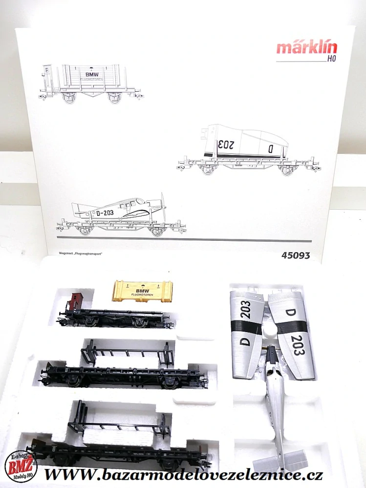 Marklin - Set 3 nákladních vozů s Junkers F-13,DRG - HO