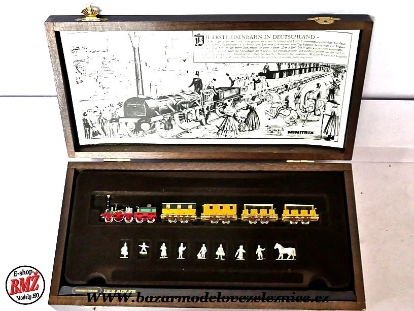 Minitrix - Set Adler + figurky dřevěný boxl - N
