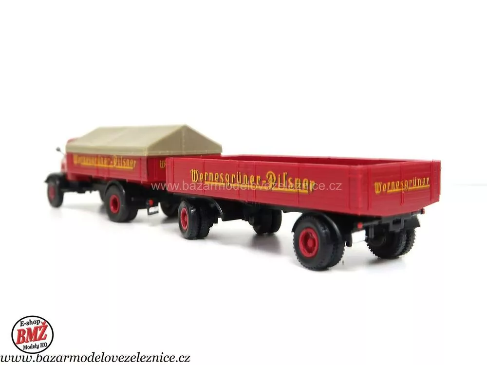Wiking - Mercedes plachta s přívěsem -  HO