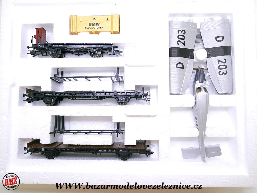 Marklin - Set 3 nákladních vozů s Junkers F-13,DRG - HO