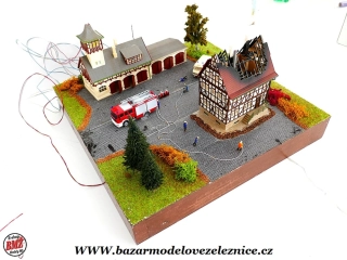 Vollmer - Diorama s hořícím domem - HO 