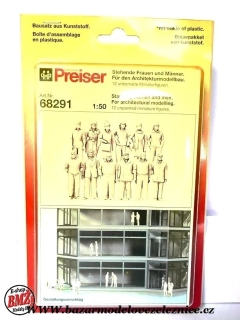 Preiser - Figurky pro architekty 12ks nebarvené - 1/50