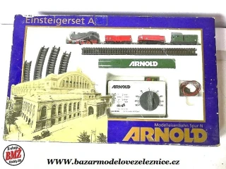 Arnold - DC - Set s Parní lokomotivou , 3 vozy, koleje. trafo - N